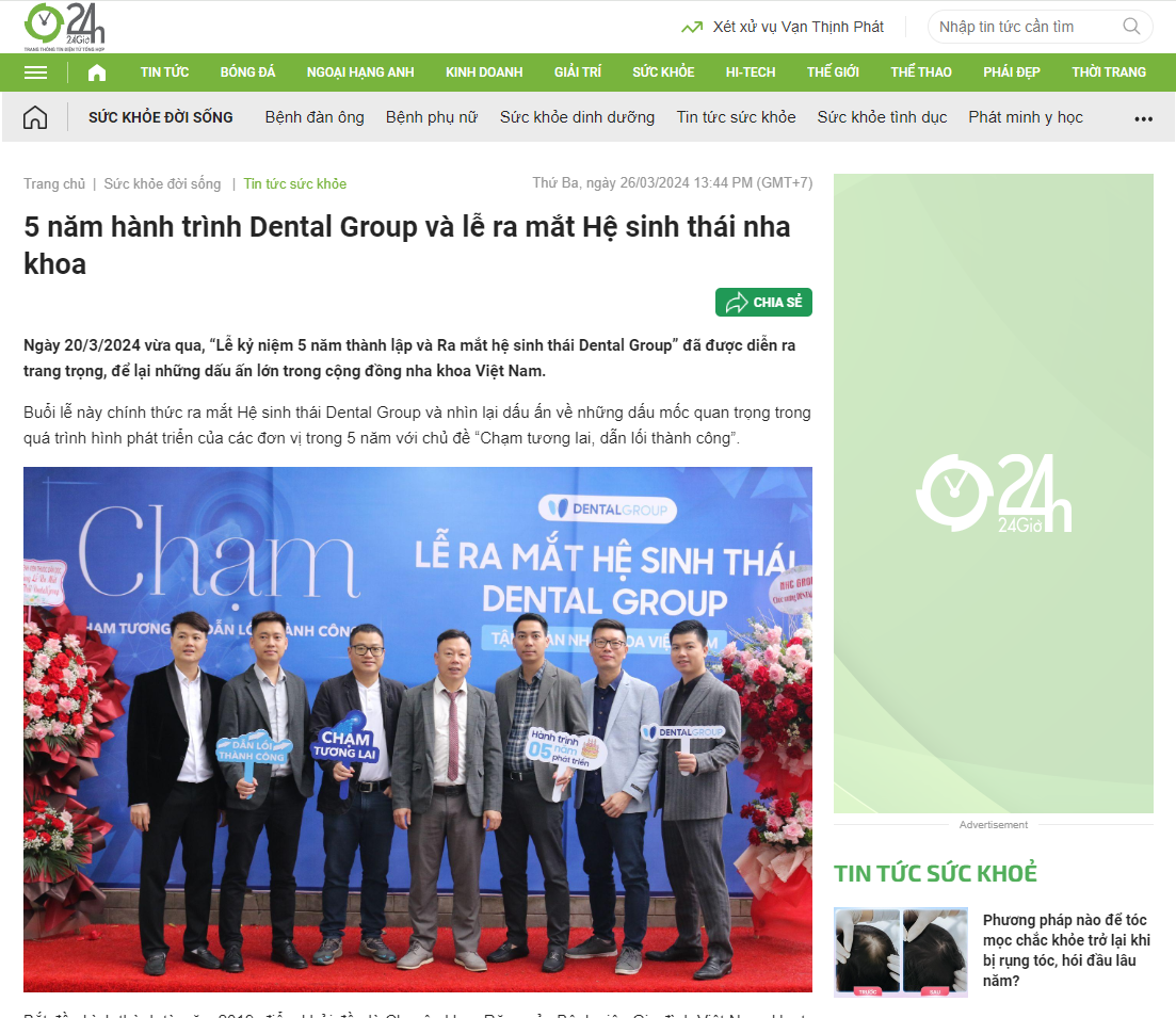 Báo 24h: Hành Trình 5 Năm Dental Group Phát Triển
